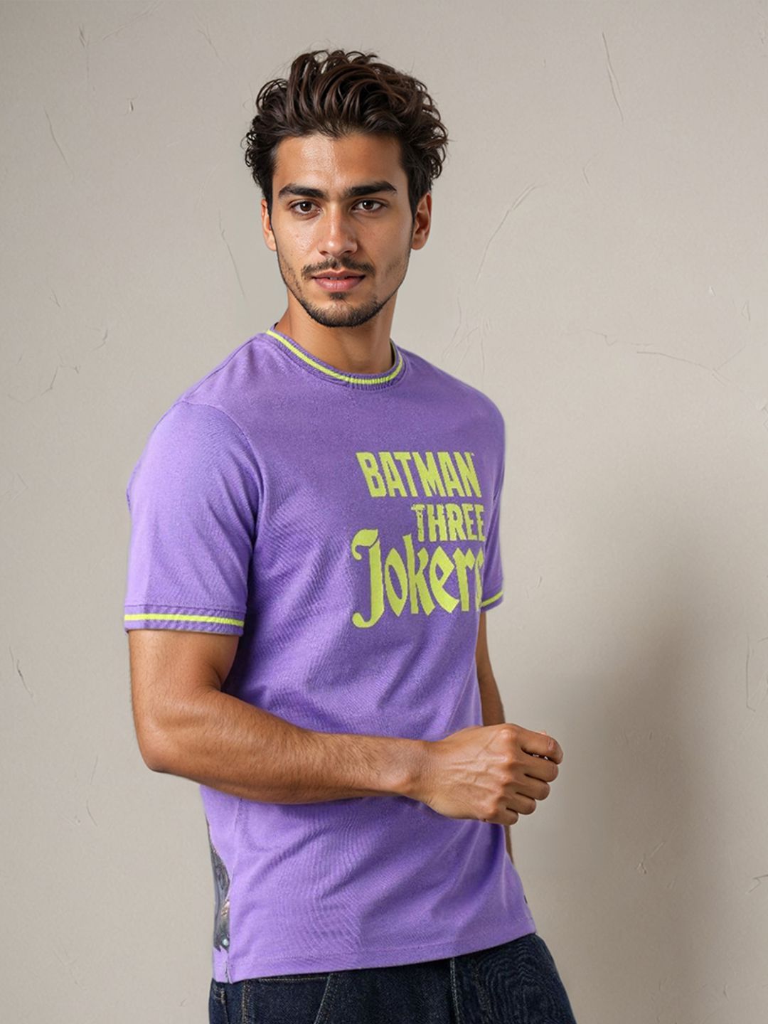 The Indian Garage Co Men Joker Typography Printed Round Neck Cotton Slim Fit T-shirt