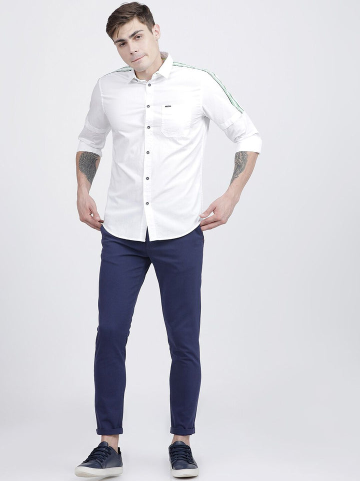The Indian Garage Co Men Blue Slim Fit Regular Trousers