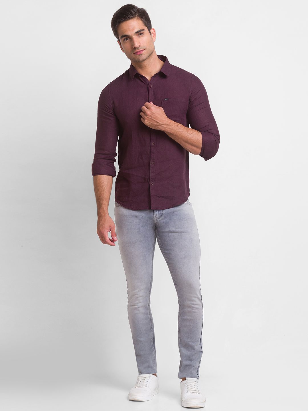 SPYKAR Linen Solid Slim Fit Casual Shirt
