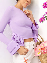 DressBerry Lilac Fizz Ruffle Layered Crop Top