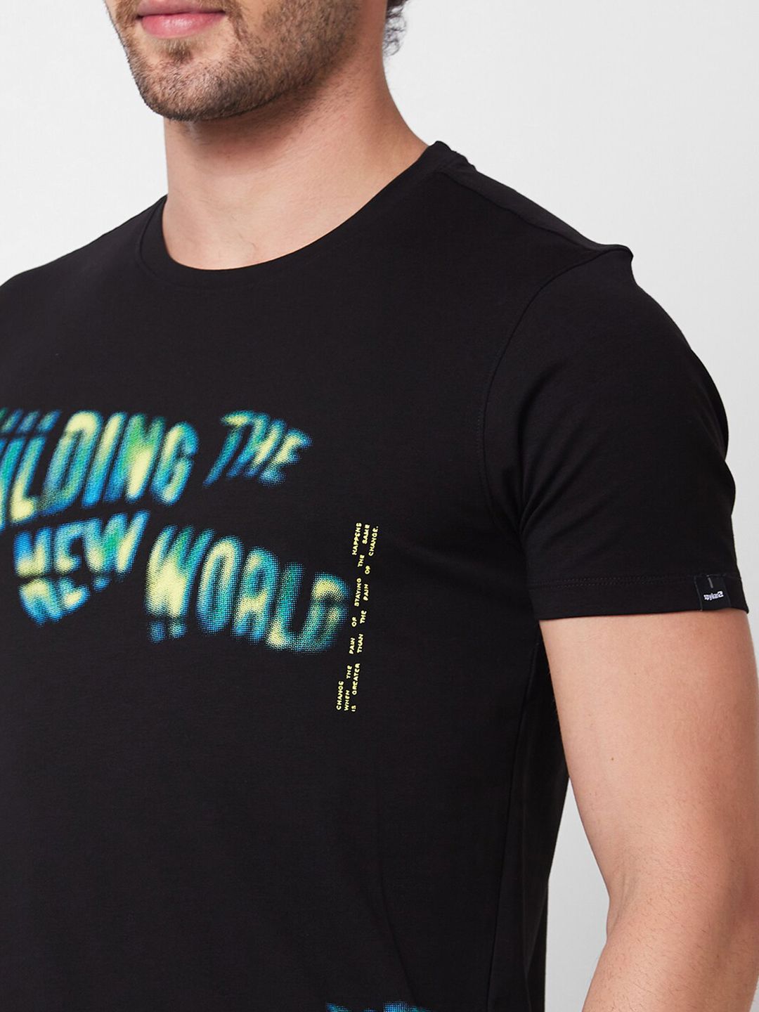 SPYKAR Typography Printed Round Neck Slim Fit T-shirt