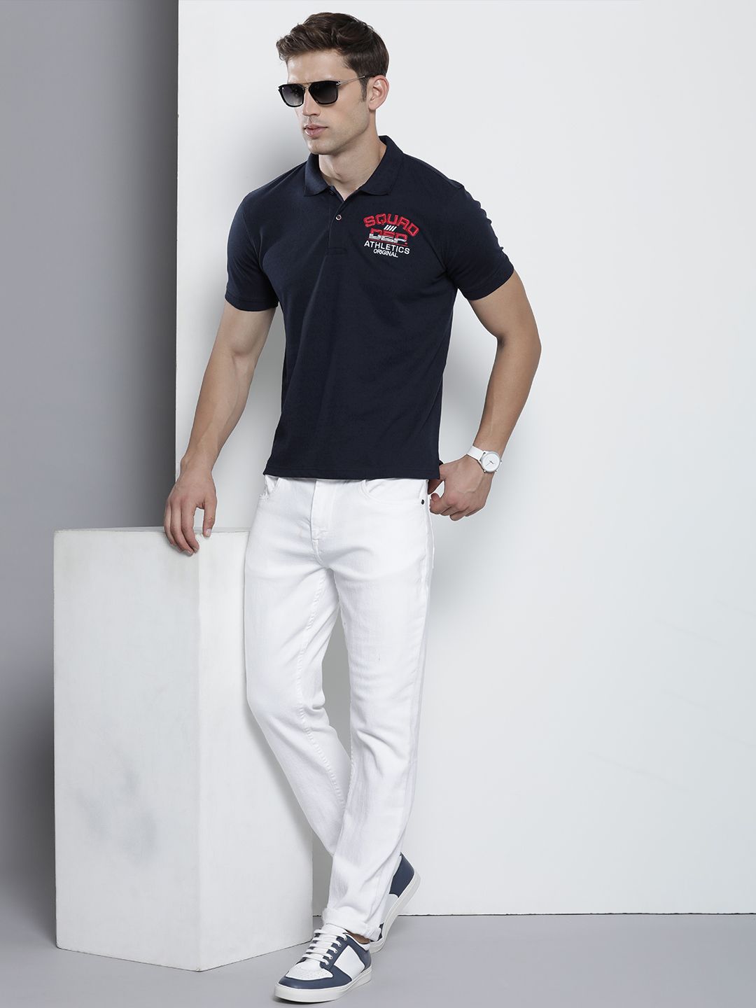 The Indian Garage Co Men Polo Collar Applique T-shirt