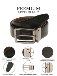 Teakwood Leathers Men Textured Leather Reversible Belt