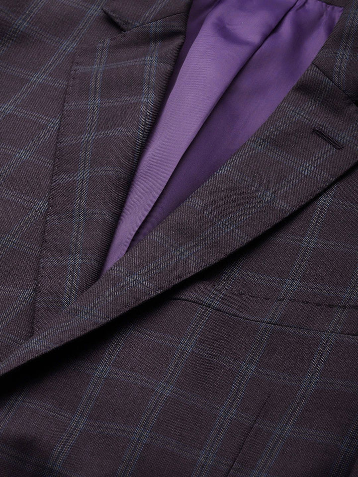 Park Avenue Checked Super Slim Fit Notched Lapel Single-Breasted Formal 3 Piece Suits