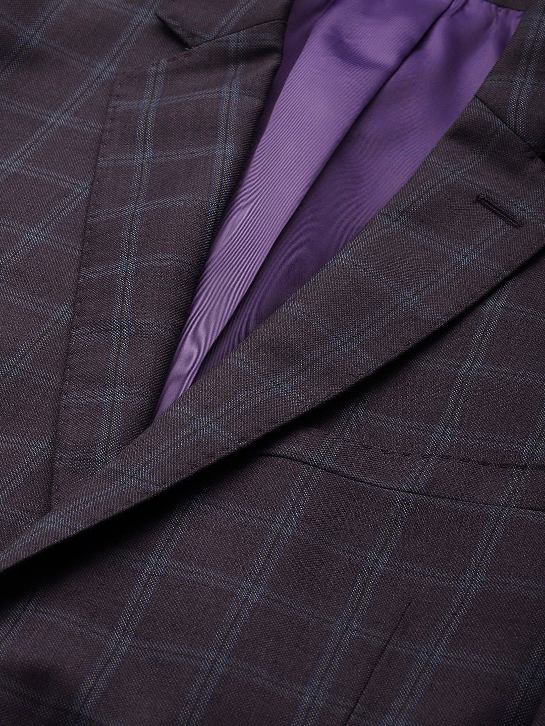 Park Avenue Checked Super Slim Fit Notched Lapel Single-Breasted Formal 3 Piece Suits