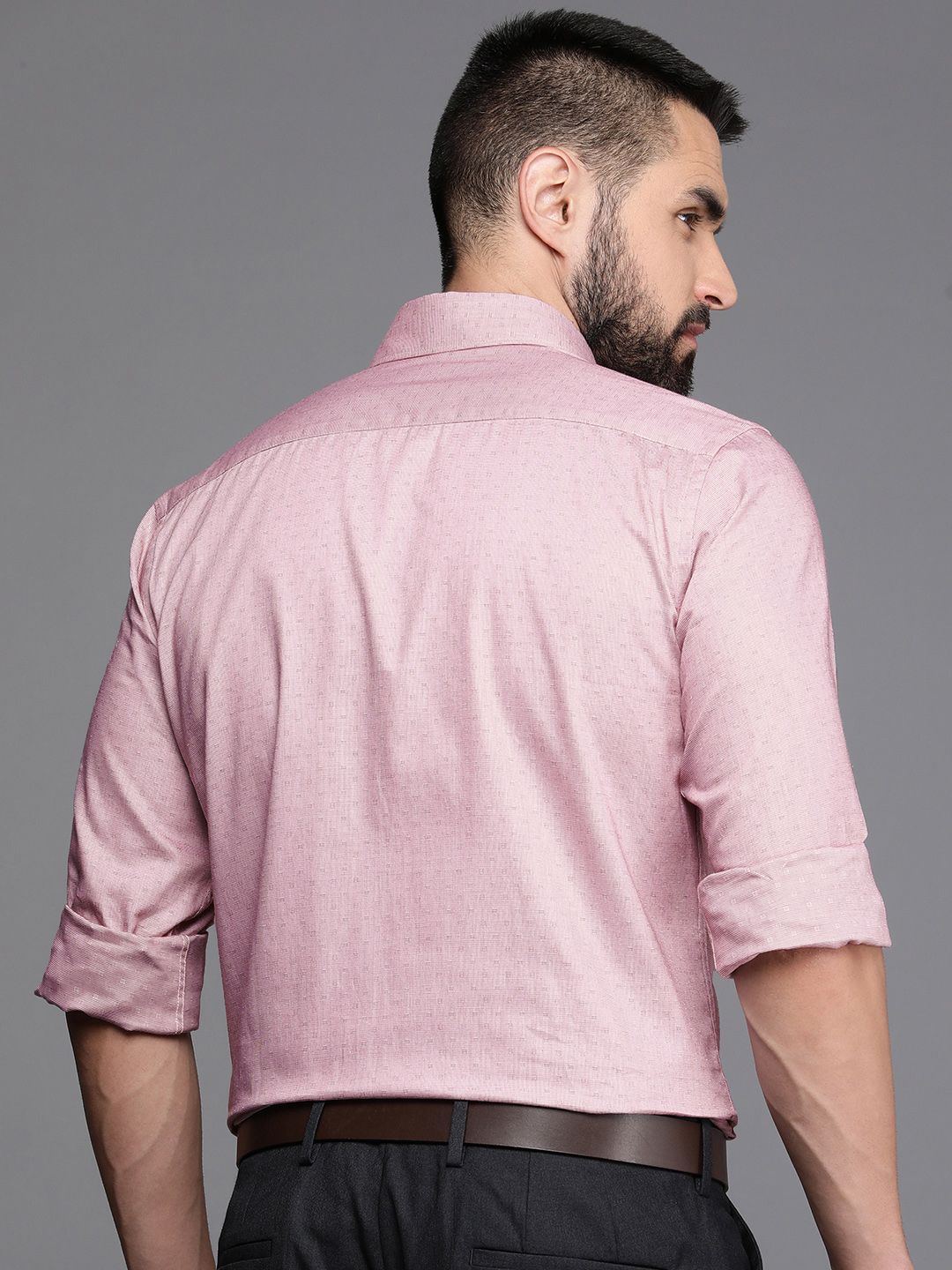 Raymond Pure Cotton Self Design Textured Slim Fit Formal Shirt