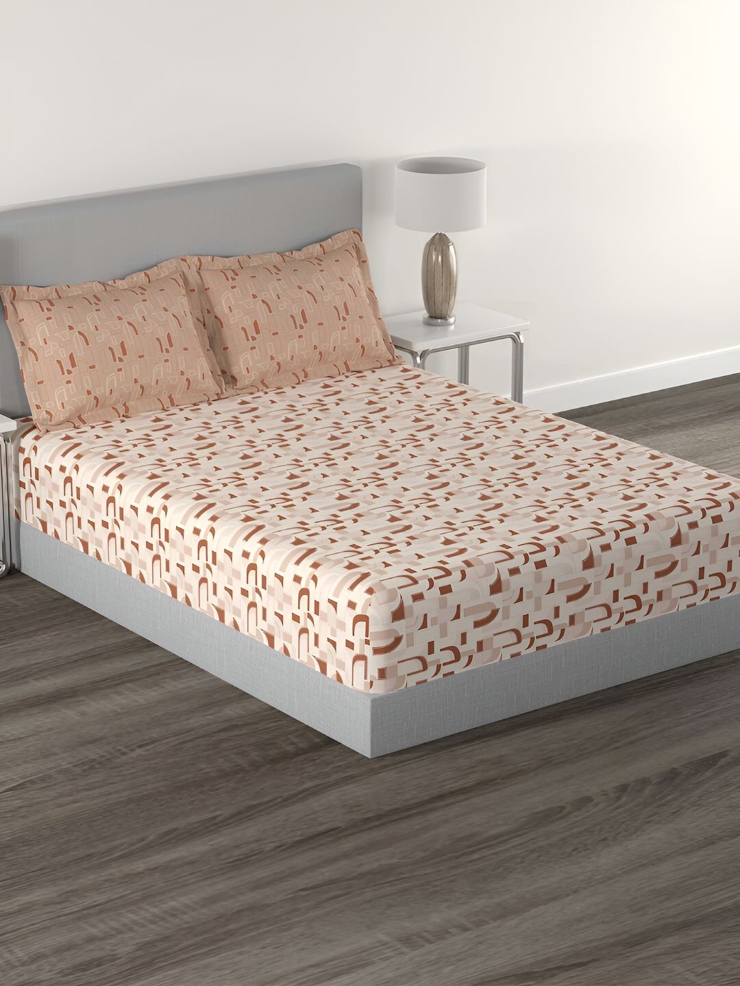 MYTRIDENT Felicia Rust Flat 144TC Queen Cotton Bedsheet Set