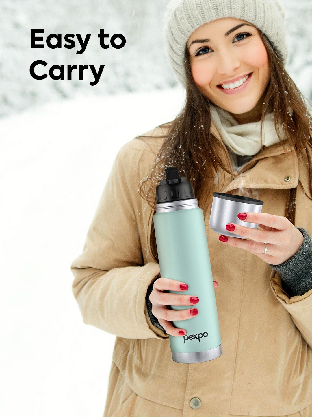 Pexpo Flamingo Sea Green ISI Certified Thermosteel Hot & Cold Flask Water Bottle 1000ml