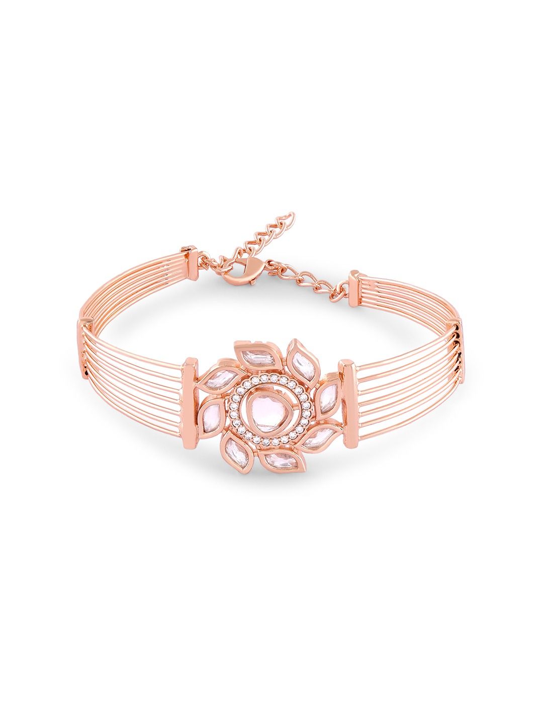 Zaveri Pearls Rose Gold-plated Cubic Zirconia Studded Gelang Kada