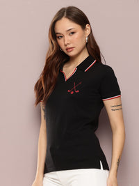DILLINGER Women's Regular Fit Badge Embroidery Polo Tshirt