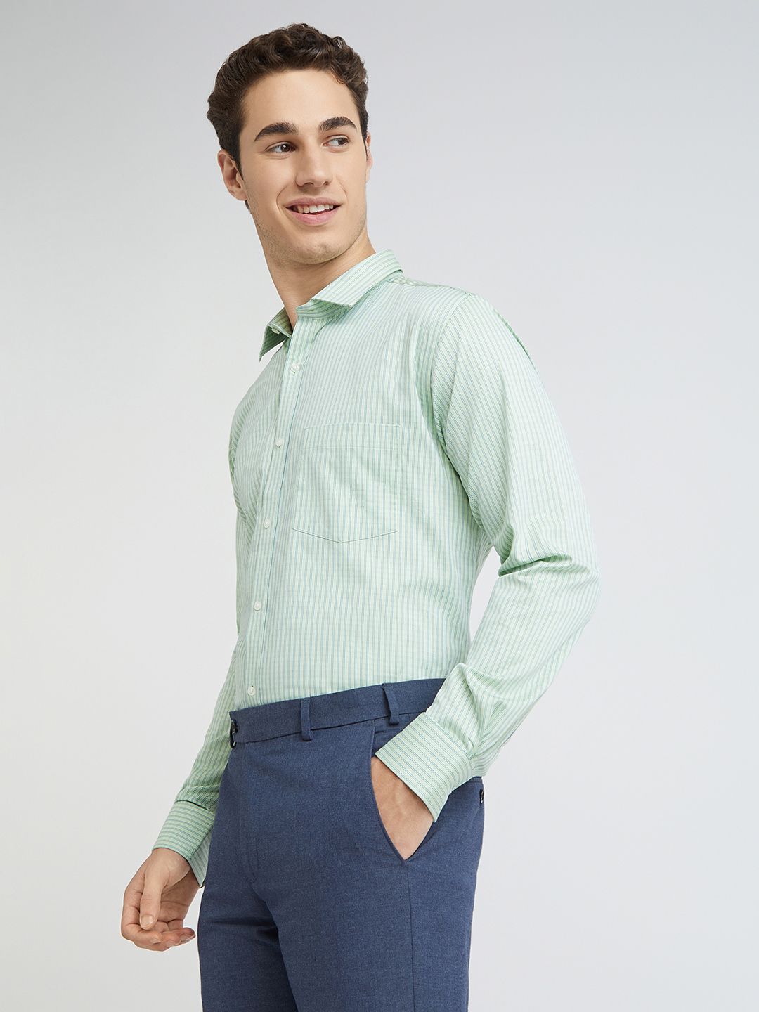 Park Avenue Men Slim Fit Striped Pure Cotton Formal Shirt