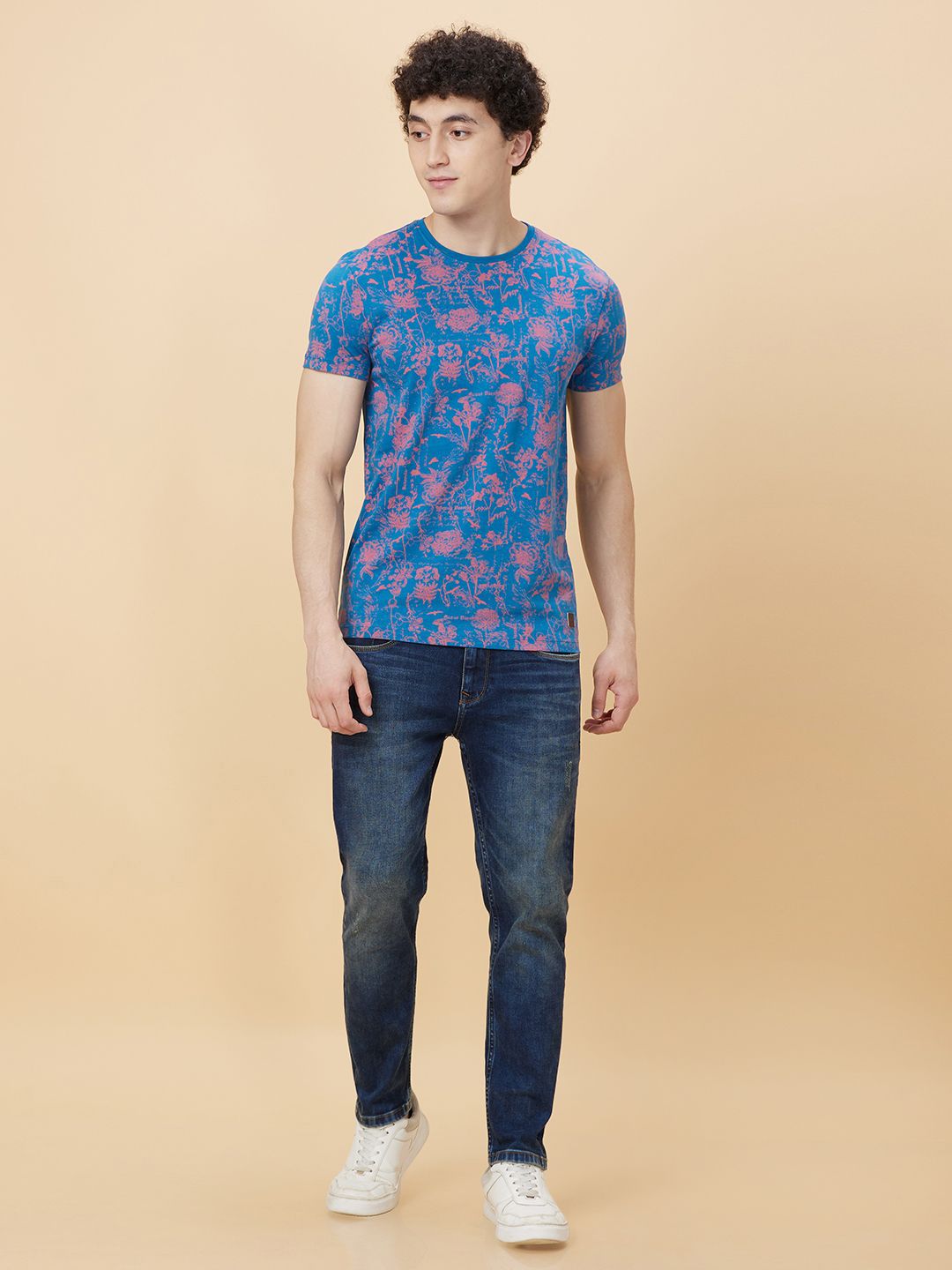 Being Human Men Round Neck Floral Printed T-shirt