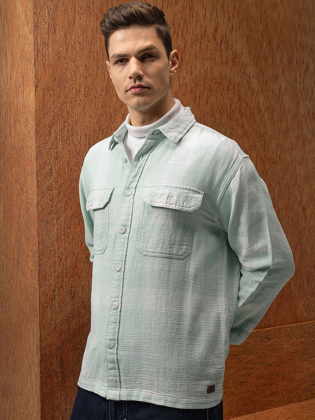 LOCOMOTIVE Premium Dobby Textured Checked Utility Pocket Overshirt