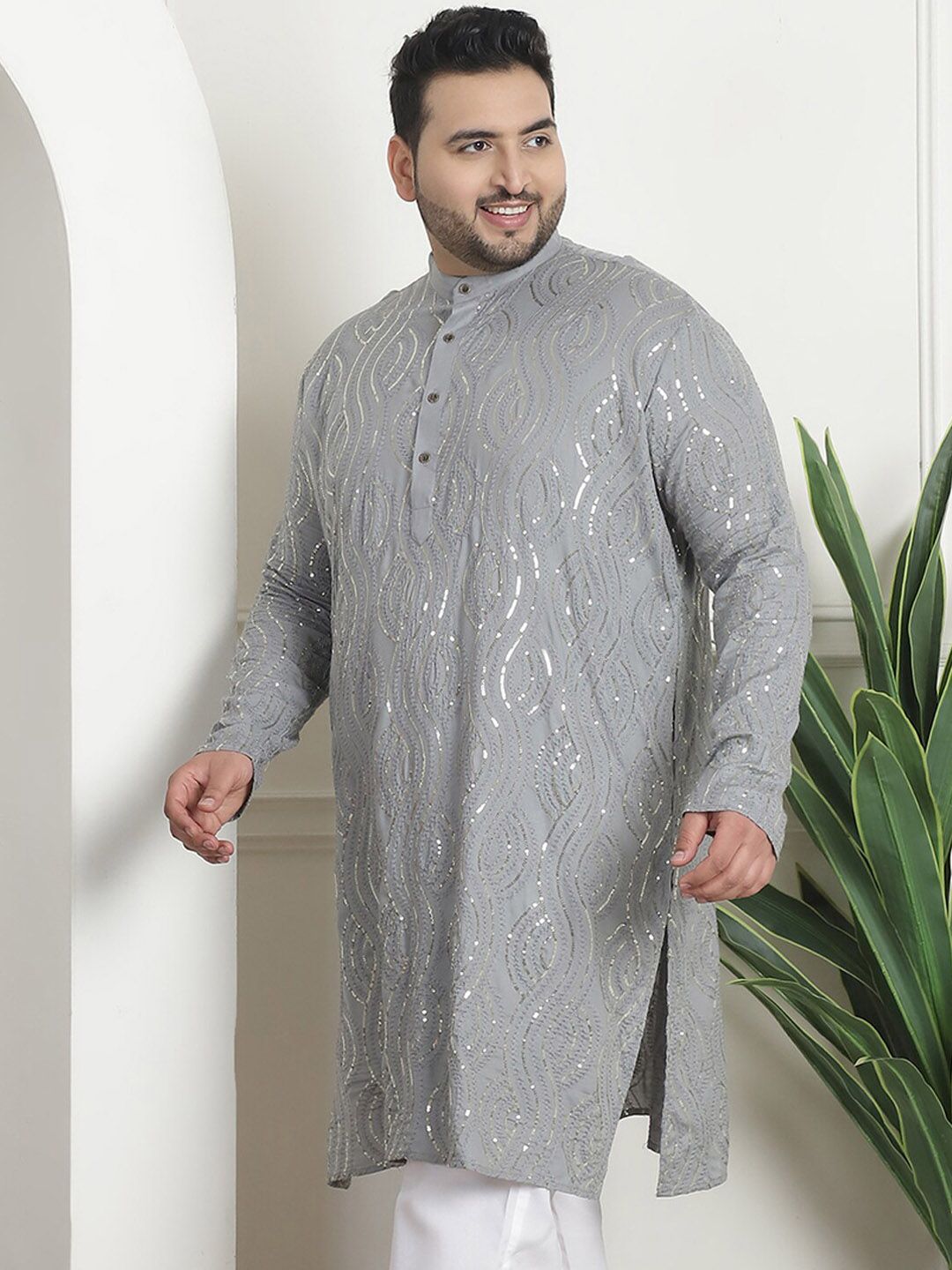 SOJANYA PLUS Kurta Kapas Tulen Berlabuci Dihiasi