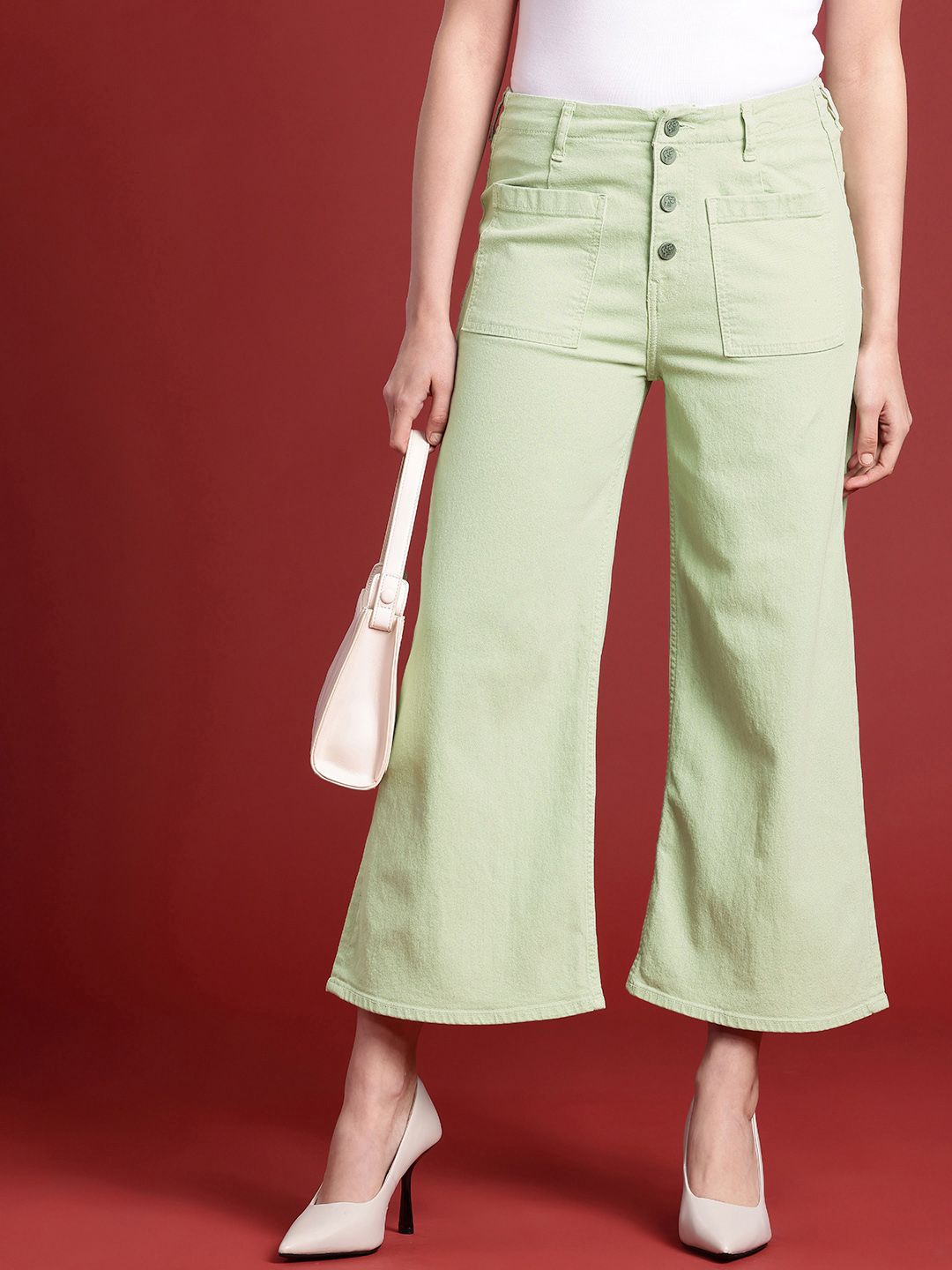 all about you Women Wide Leg High-Rise Stretchable Jeans