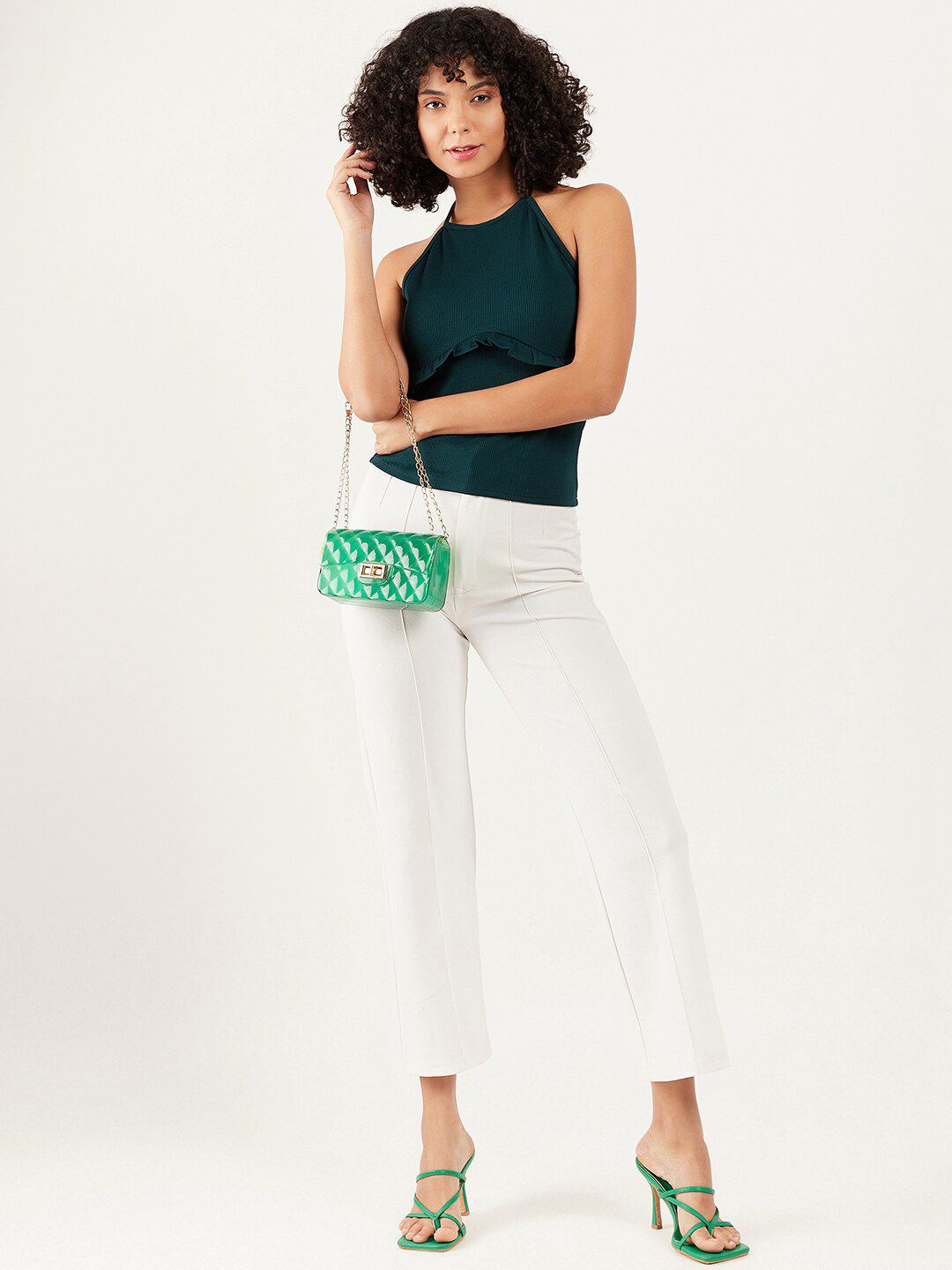 Athena Halter Neck Ruffles Regular Top