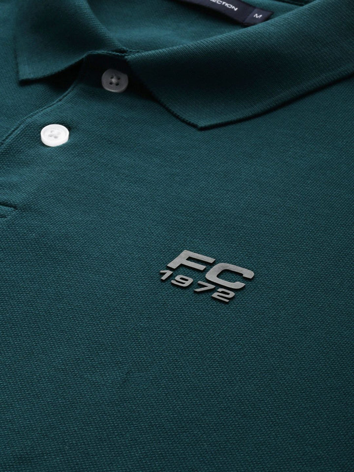 French Connection Polo Collar Knitted Pure Cotton T-shirt With Minimal Brand Logo Print