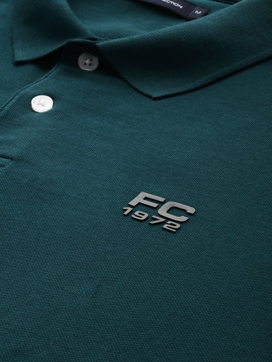 French Connection Polo Collar Knitted Pure Cotton T-shirt With Minimal Brand Logo Print