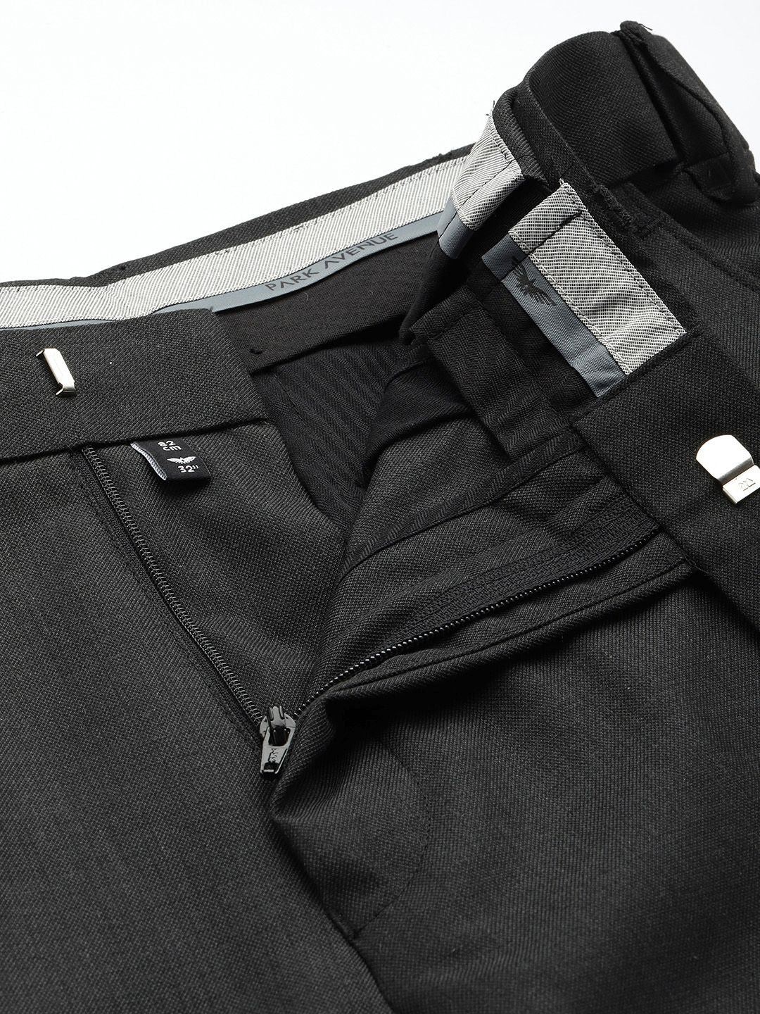 Park Avenue Men Checked Slim Fit Formal Trousers