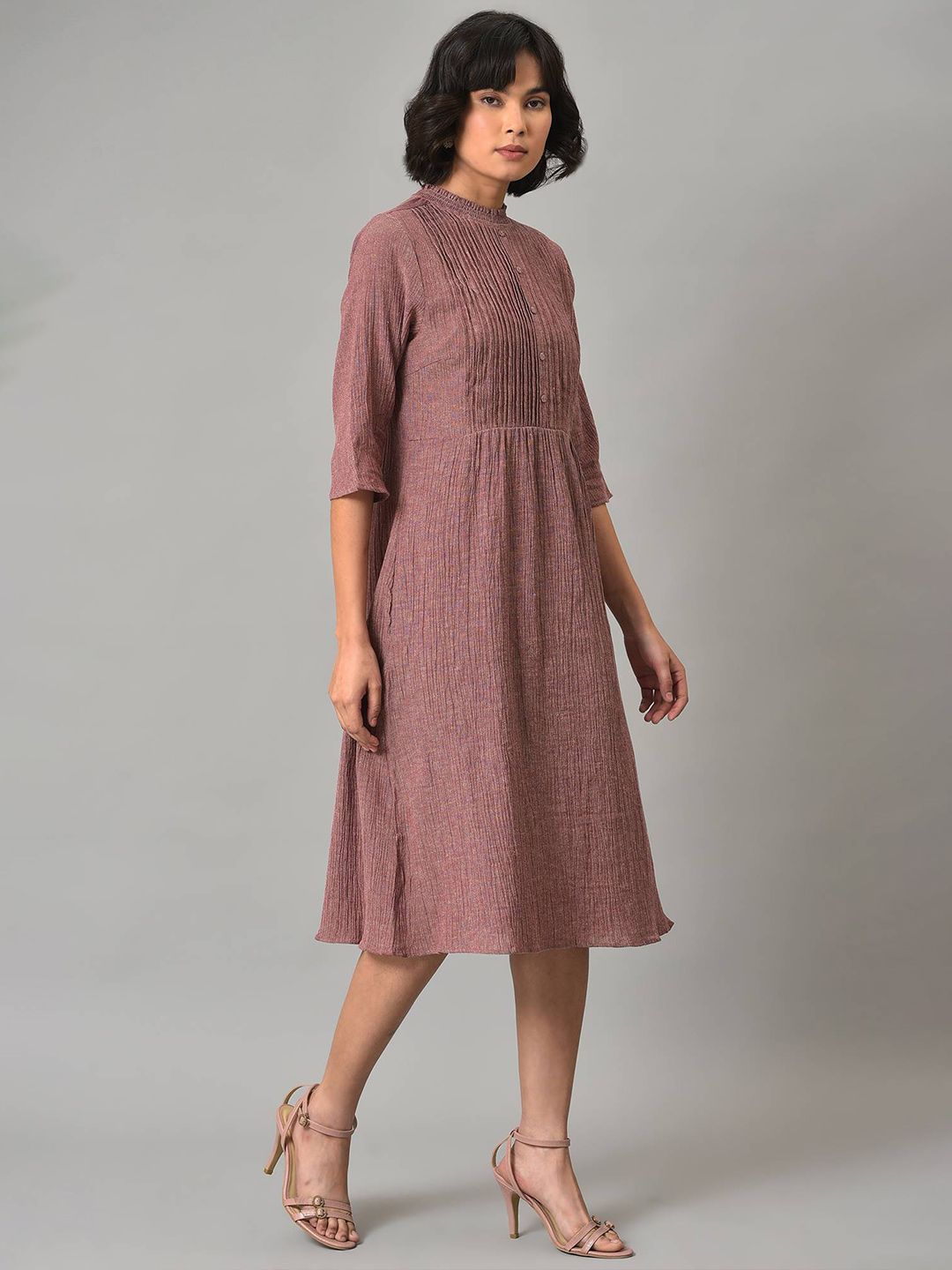 W pleated Midi Cotton Dress