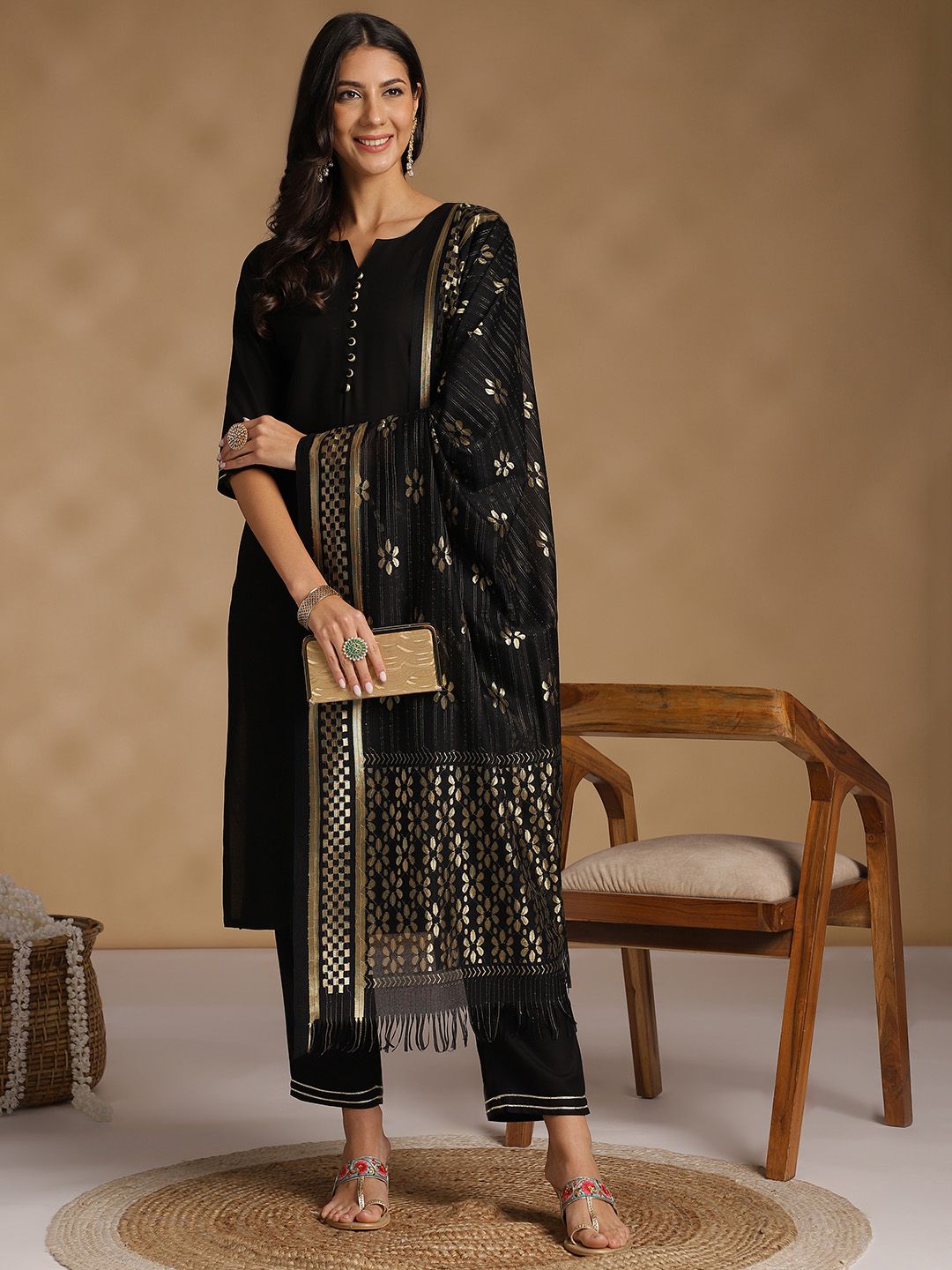 Anouk Regular Kurta with Trousers & With Dupatta