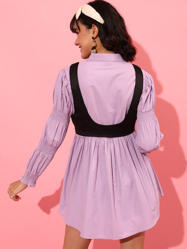 STREET 9 Puff Sleeves Pure Cotton Shirt Dress