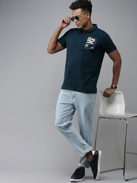 SPYKAR Men Brand Logo Printed Polo Collar Pure Cotton Slim Fit T-shirt