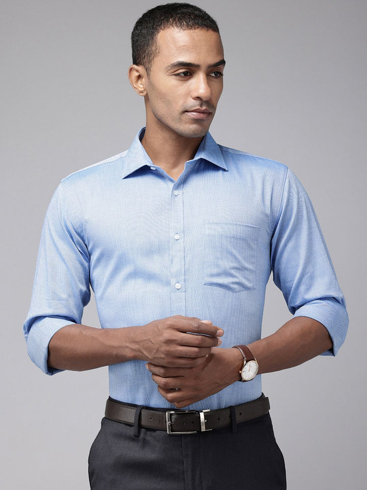 Park Avenue Pure Cotton Self Design Textured Slim Fit Opaque Formal Shirt