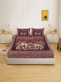 Myntra Elegant Homes Rust 400 TC King Bedsheet with 2 Pillow Covers