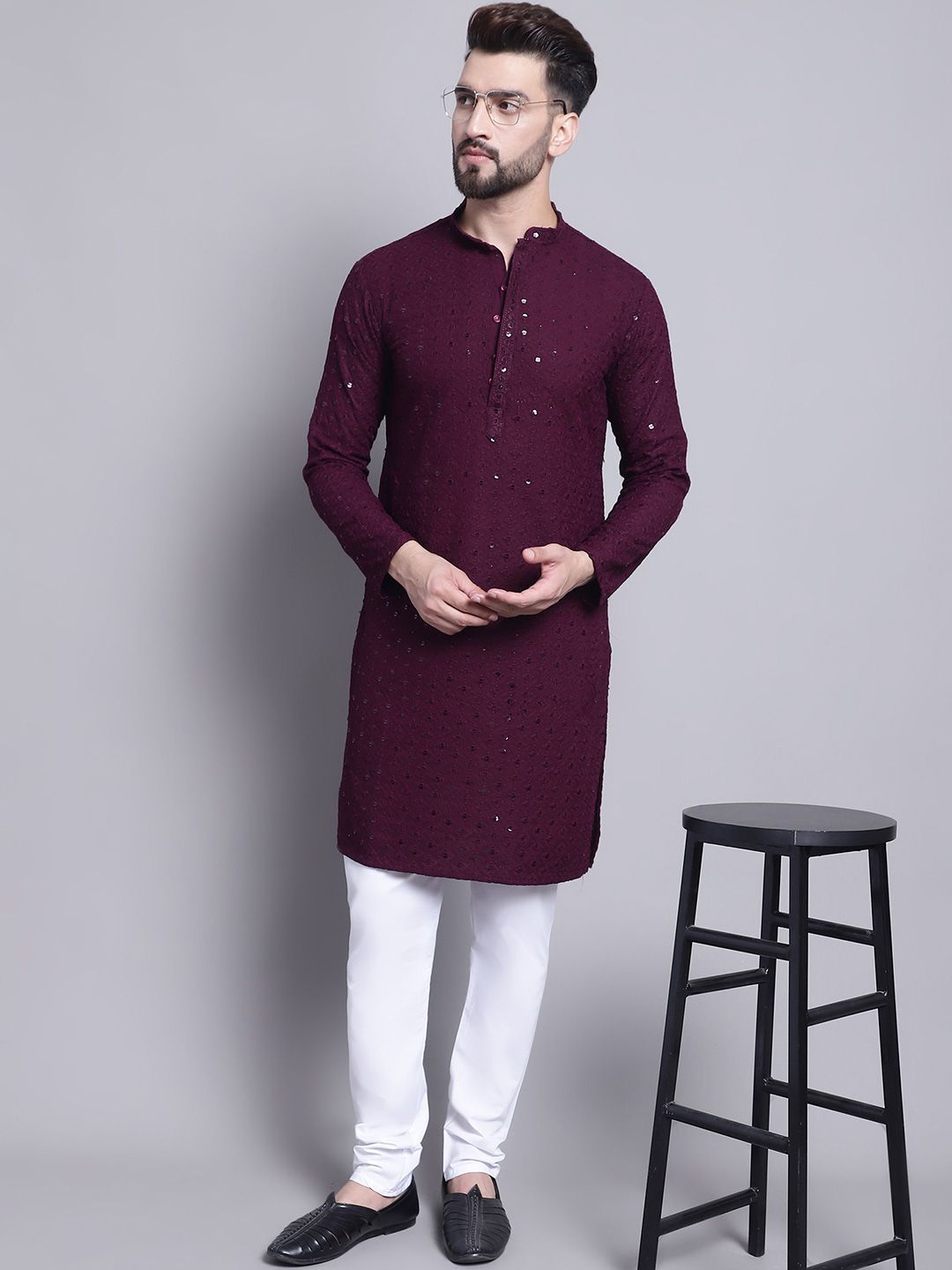 SOJANYA Men Ethnic Motifs Embroidered Sequinned Kurta