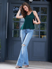 Berrylush Round Neck Sleeveless Styled Back Top