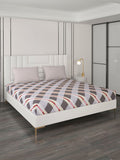 Monte Carlo Purple & Grey Geometric Cotton 200 TC Queen Bedsheet With 2 Pillow Covers