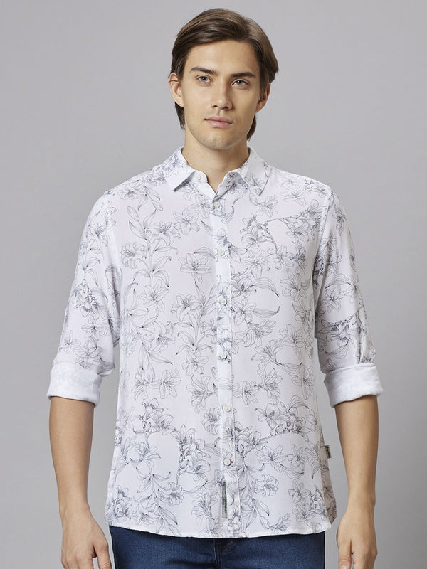 Being Human Men White Slim Fit Opaque Casual Shirt