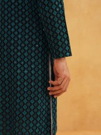 SOJANYA Motif Etnik Bersulam Kolar Mandarin Labuci Kapas Tulen Kurta Lurus