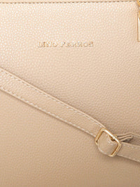 Lino Perros Beige Solid Handheld Bag with Sling Strap
