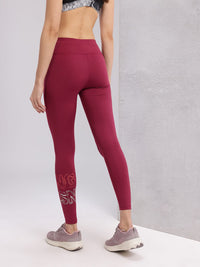 HRX by Hrithik Roshan Women Mid-Rise Typography Print Rapid-Dry Training Tights