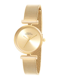 French Connection Women Round Dial & Stainless Steel Textured Straps Analogue Watch FCU7GM