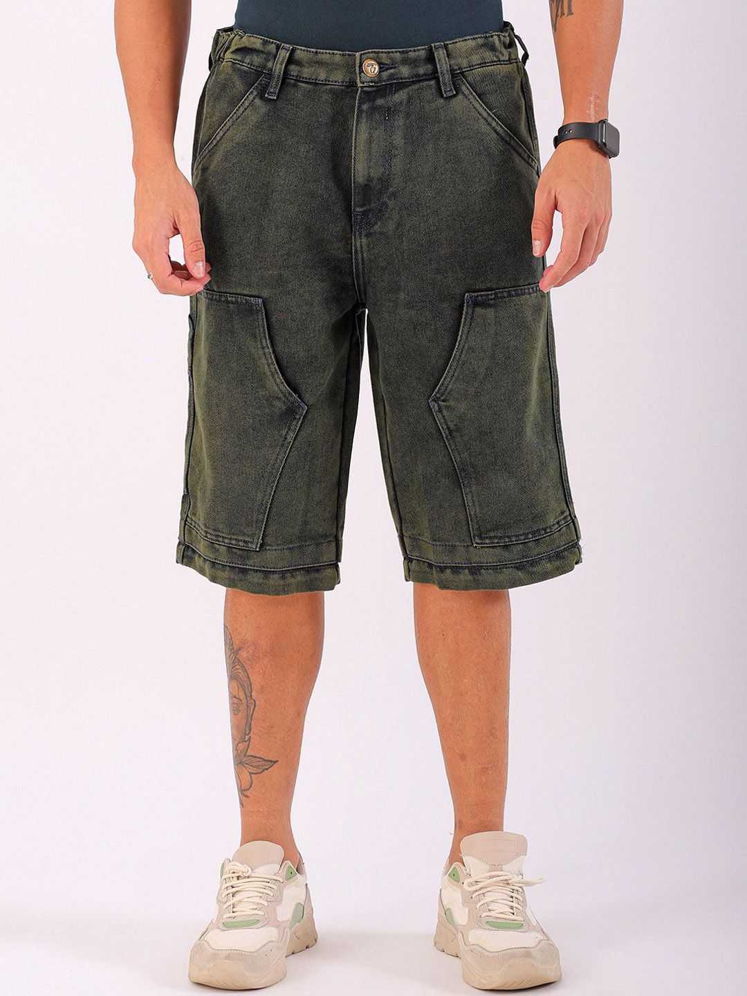 The Indian Garage Co Men Mid-Rise Denim Relaxed Fit Shorts