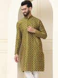 SOJANYA Geometric Embroidered Thread Work Silk Cotton Kurta
