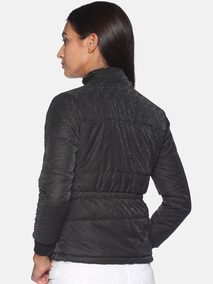 Campus Sutra Women Black Windcheater Padded Jacket