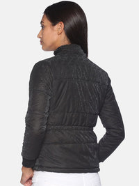 Campus Sutra Women Black Windcheater Padded Jacket