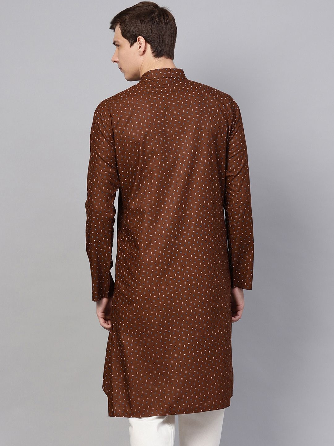 SOJANYA Men Brown Printed Straight Kurta