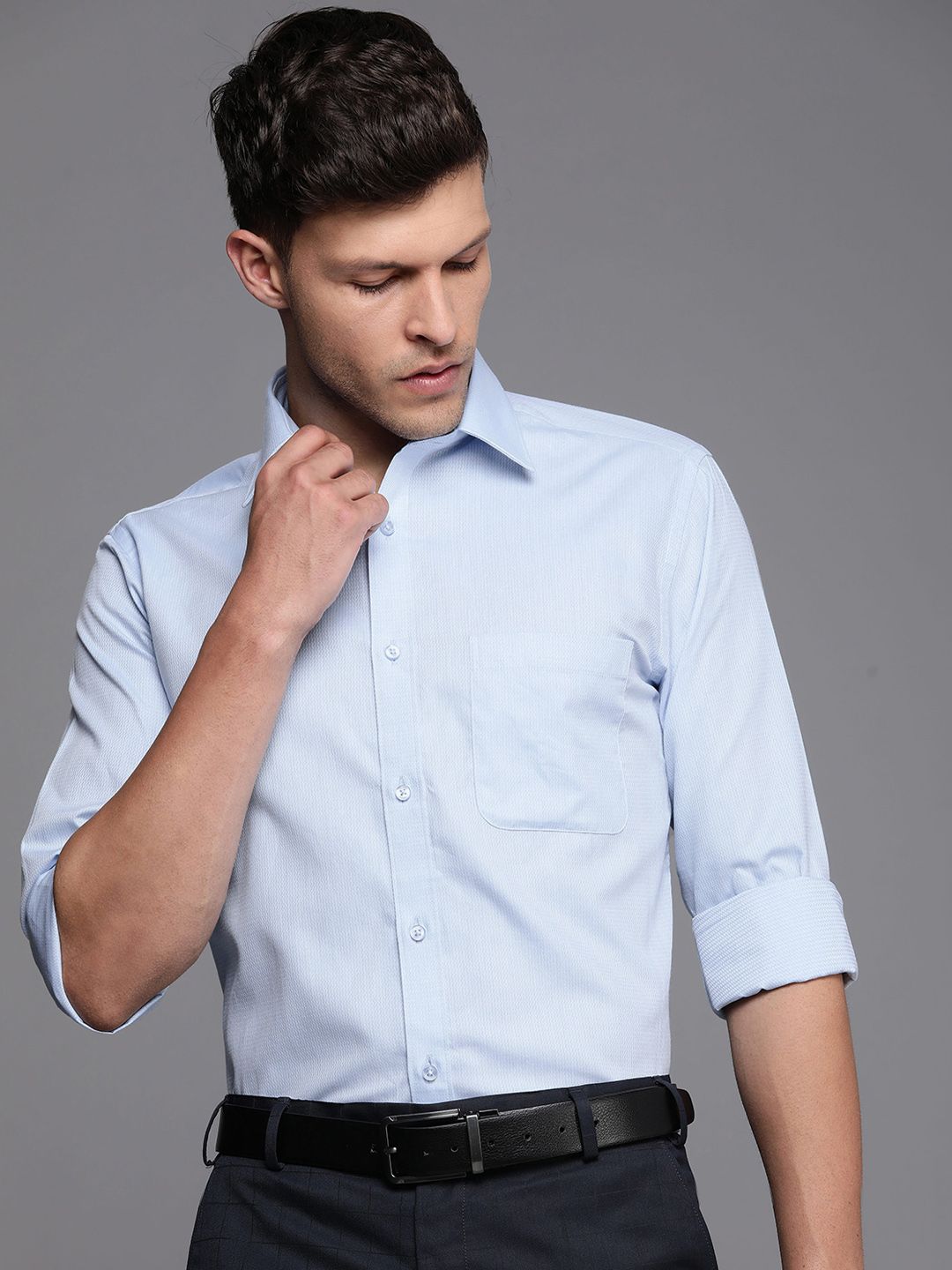 Raymond Self Design Slim Fit Pure Cotton Formal Shirt