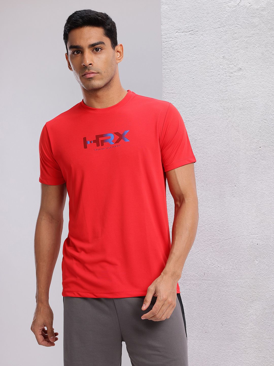 HRX by Hrithik Roshan Brand Logo Print Rapid-Dry Training T-shirt