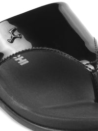 Mochi Women Black T-Strap Flats