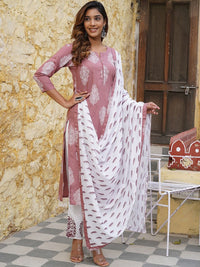 KALINI Ethnic Motifs Printed Kurta with Trousers & Dupatta