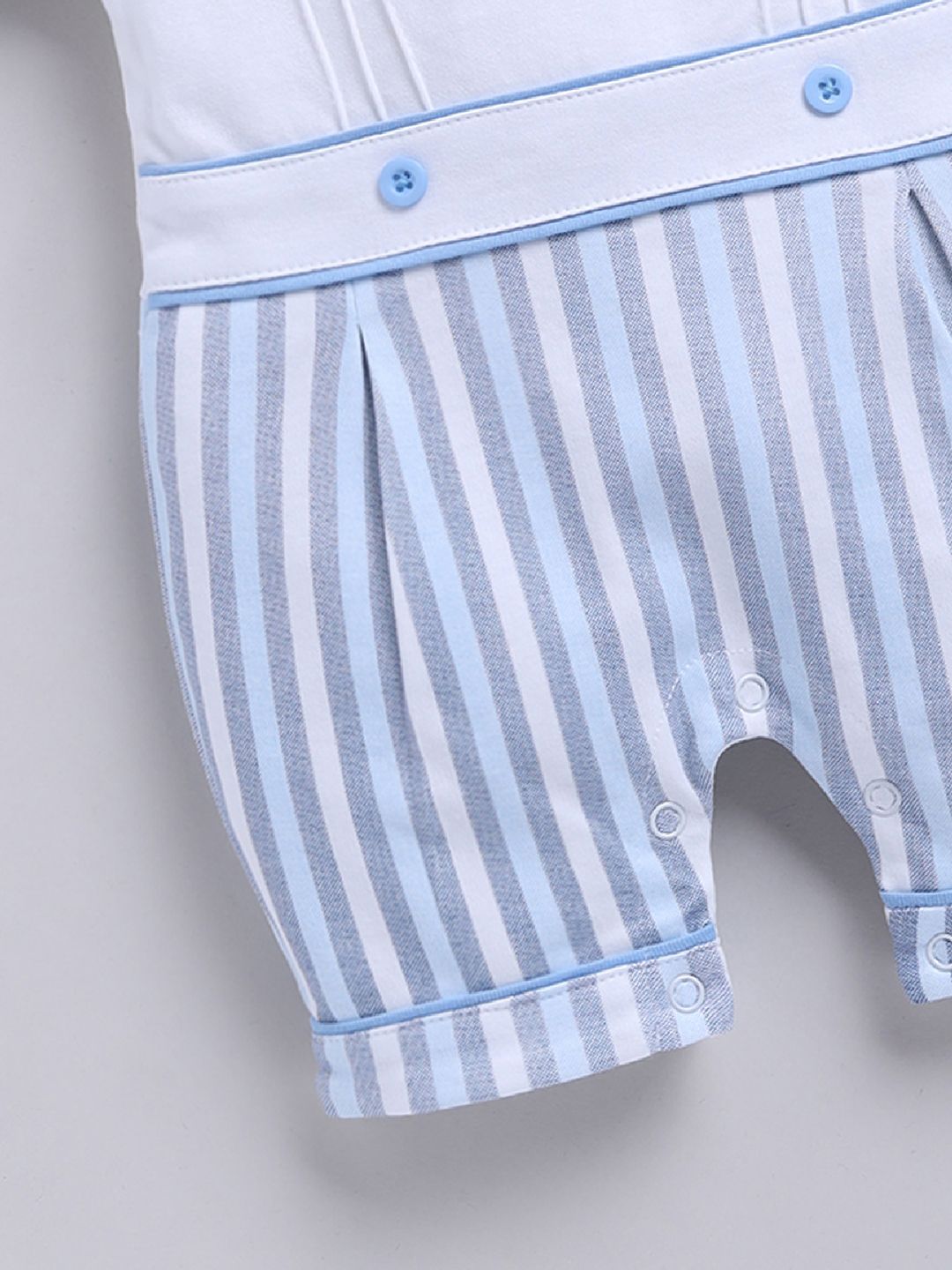 Moms Love Infant Girls Striped Cotton Rompers with Applique Detail