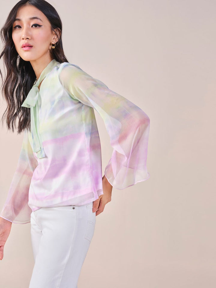 AND high neck tie ups Tie and Dye Top