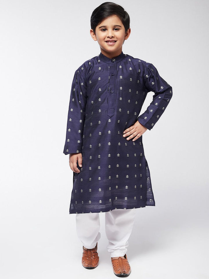 SOJANYA Boys Navy Blue Geometric Printed Kurta