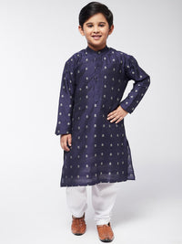 SOJANYA Boys Navy Blue Geometric Printed Kurta